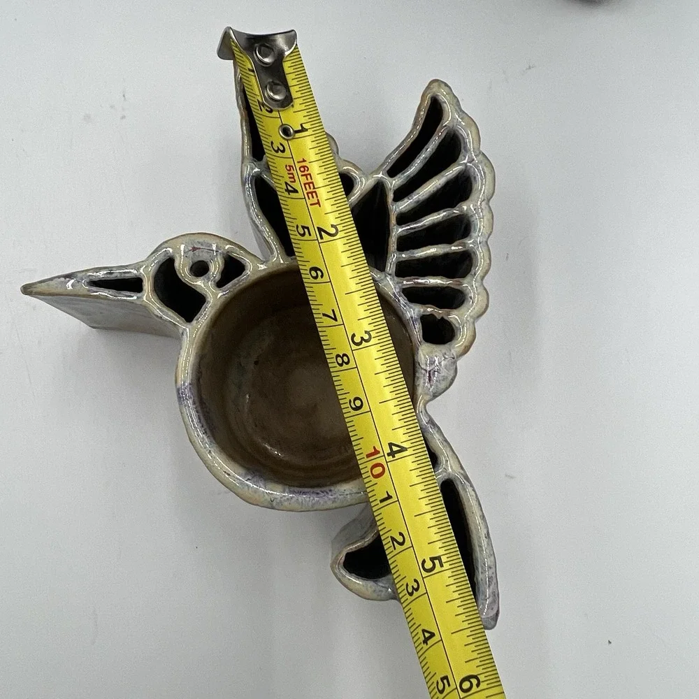 Bay Pottery Hummingbird Candle Pot Candle Holder Drip‎ Glazed Handmade Va USA